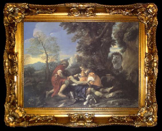 framed  MOLA, Pier Francesco Herminia and Vafrino Tending the Wounded Tancred (mk05), ta009-2